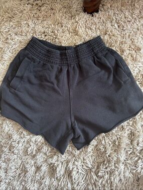 aerie Black Elastic-Waist Athletic Lounge Shorts